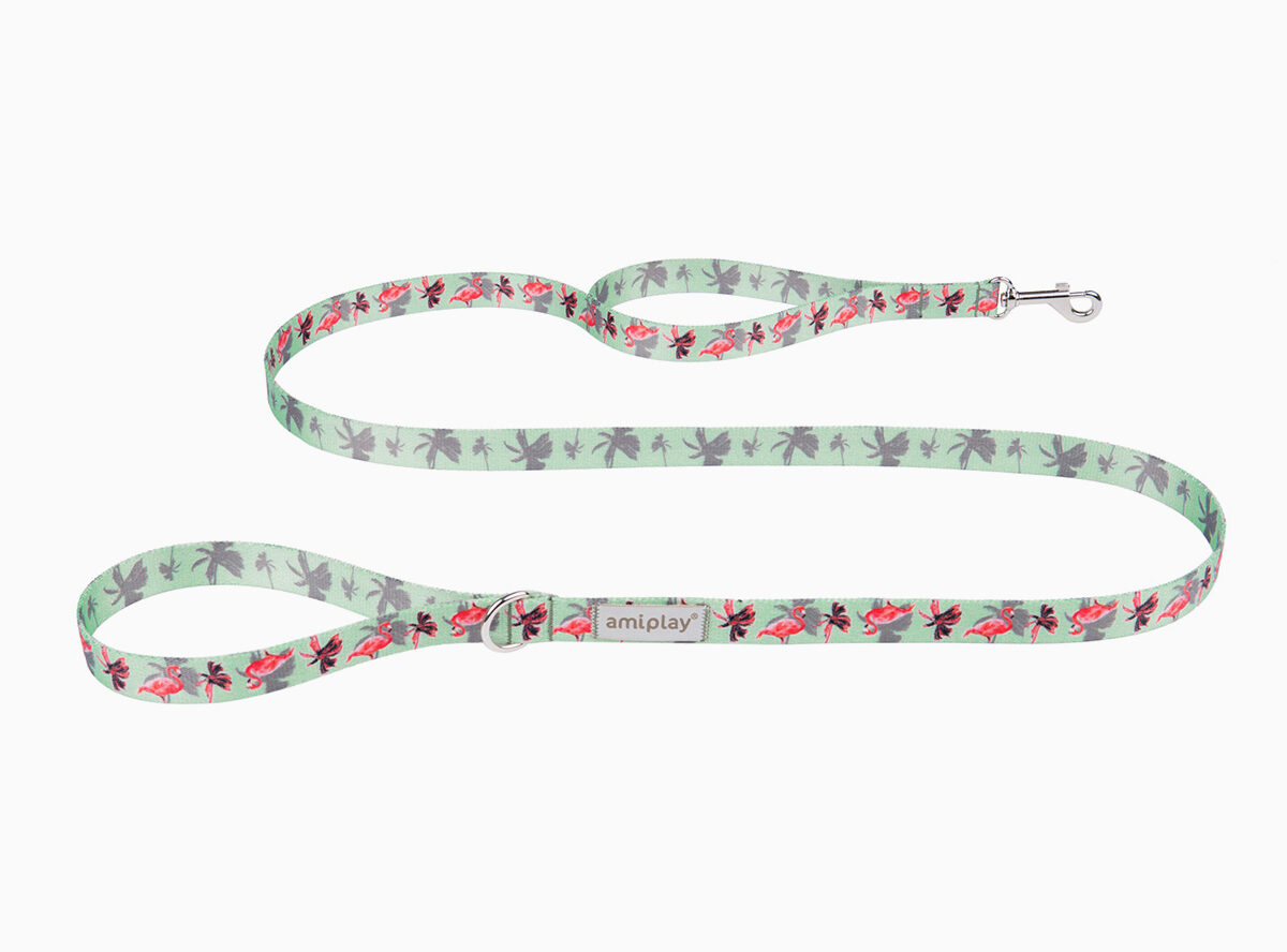 amiplay_BeHappy_Leash_Flamingo