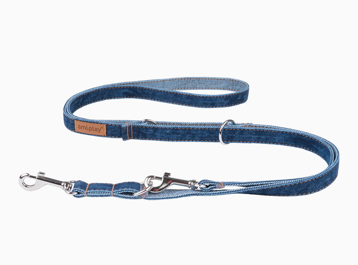 amiplay_Denim_Adjustable_leash_6in1_Navy_blue