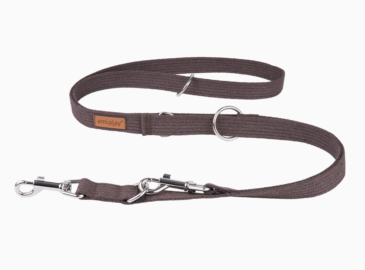 amiplay_cotton_adjustable_leash_6in1_brown-img1
