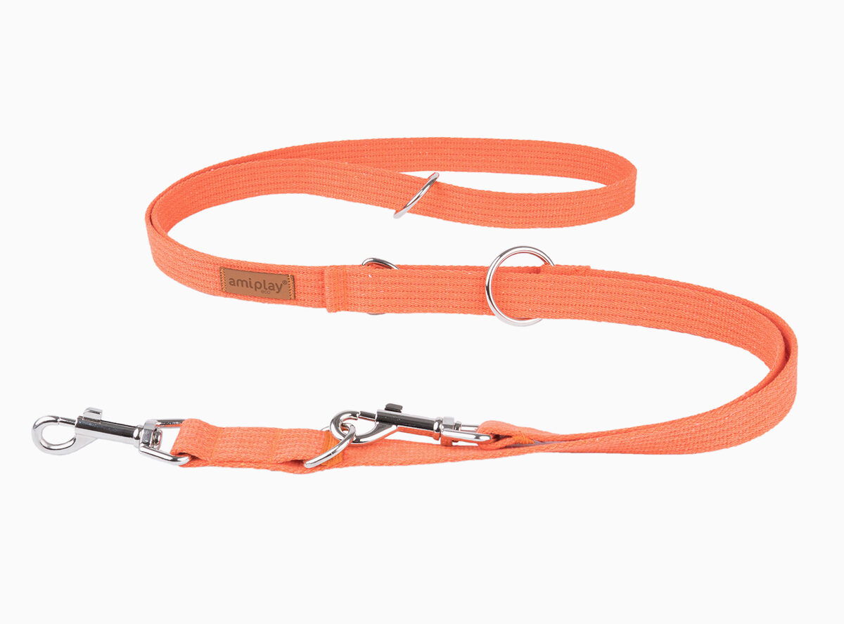 amiplay_cotton_adjustable_leash_6in1_orange-img1